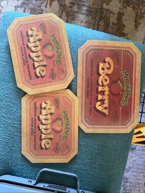 VintageMom’s Pie co Fruit Coasters hot pads - Apple & Berry Set (Red, Tan, Green